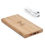 Power bank 5.000 mAh com carregador wireless em bambu 5W