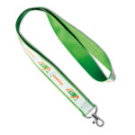 Fita de pescoço em poliéster com sobreposição de cetim