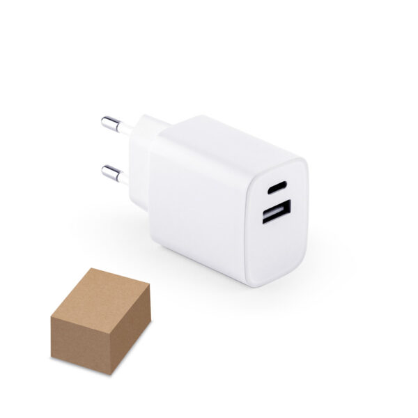 Adaptador de corrente com porta USB-A e USB-C